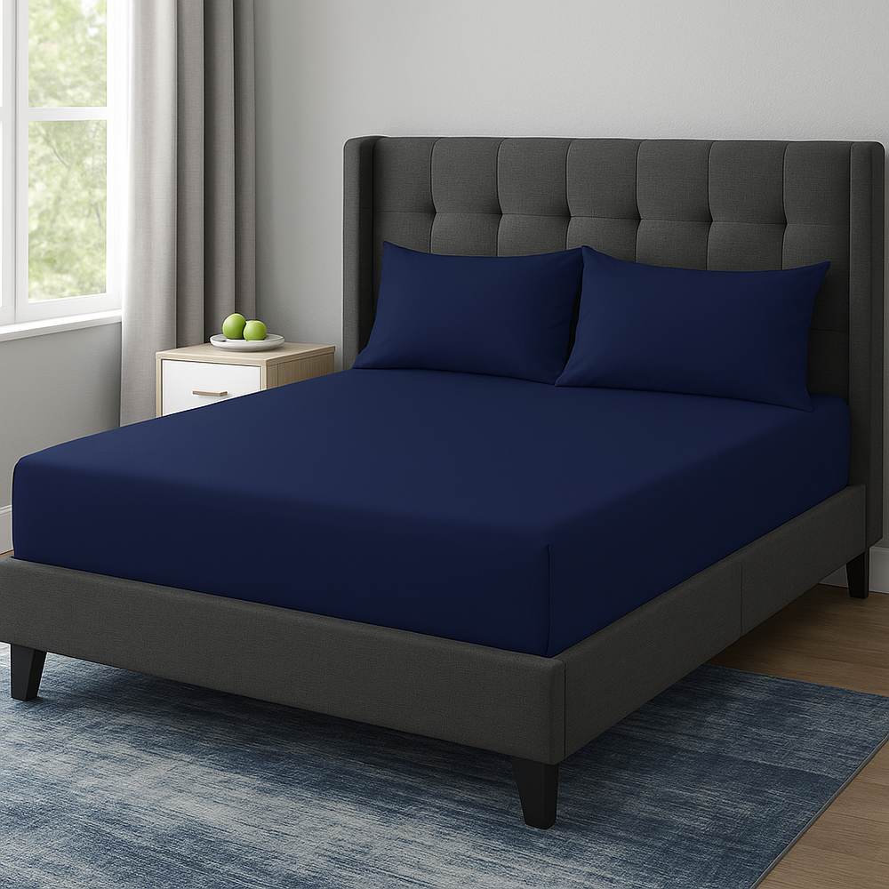 200TC 100% Egyptian Cotton Deep Fitted Sheets – Hotel Quality, Soft & Breathable, Stretches Up to 25cm Deep