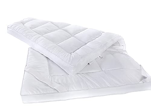Orthopaedic Mattress Topper 10cm Extra Deep Hotel Quality Microfiber Filled Box Stitch 4 Elasticated Straps Hypoallergenic Soft & Firm Bed Topper