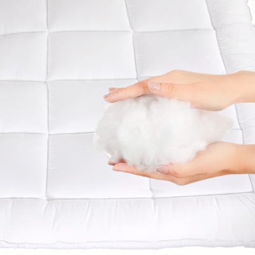 Orthopaedic Mattress Topper 10cm Extra Deep Hotel Quality Microfiber Filled Box Stitch 4 Elasticated Straps Hypoallergenic Soft & Firm Bed Topper