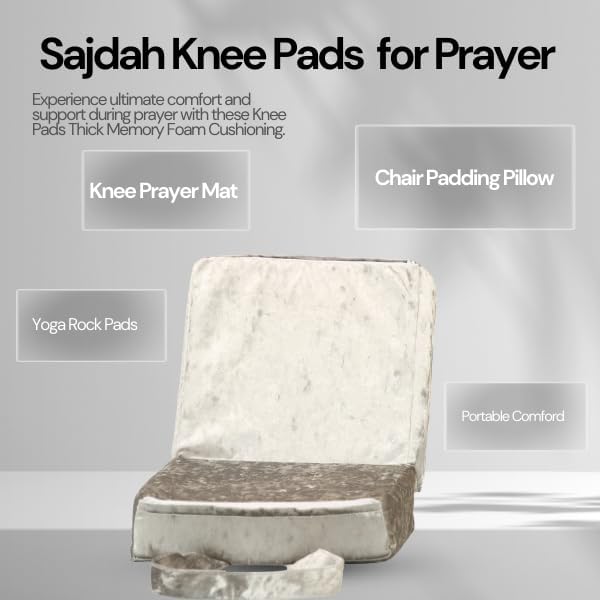 Crescent Textile Knee Pads for Prayer Thick Memory Foam Cushioning for Knee Supportive Soft Kneeling Mat for Prayer, Rock Chair, Yoga Workout Foam prayer pads