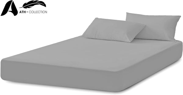 300 Thread Count Egyptian Cotton Fitted Sheet 30 CM/12 Inch Extra Deep Pocket, Hotel Quality Cotton Soft, Fade & Wrinkle Resistant Fitted Bed Sheets