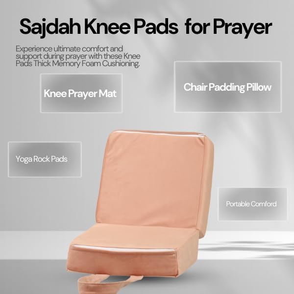 Crescent Textile Knee Pads for Prayer Thick Memory Foam Cushioning for Knee Supportive Soft Kneeling Mat for Prayer, Rock Chair, Yoga Workout Foam prayer pads