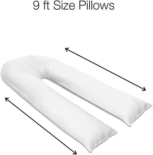 100% Pure Cotton Case 9ft Long Luxurious U-Shaped Pregnant Body Pillows Filled With Hollowfiber – Comfortable Sleeping Maternity Pillows For Back And Belly Support
