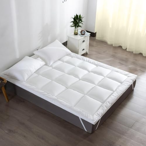 Orthopaedic Mattress Topper 10cm Extra Deep Hotel Quality Microfiber Filled Box Stitch 4 Elasticated Straps Hypoallergenic Soft & Firm Bed Topper