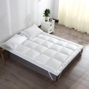 Orthopaedic Mattress Topper 10cm Extra Deep Hotel Quality Microfiber Filled Box Stitch 4 Elasticated Straps Hypoallergenic Soft & Firm Bed Topper