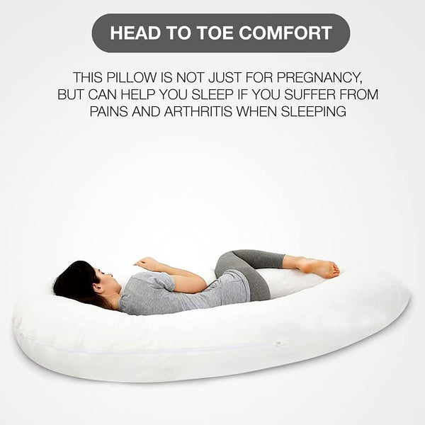 100% Pure Cotton Case 9ft Long Luxurious U-Shaped Pregnant Body Pillows Filled With Hollowfiber – Comfortable Sleeping Maternity Pillows For Back And Belly Support