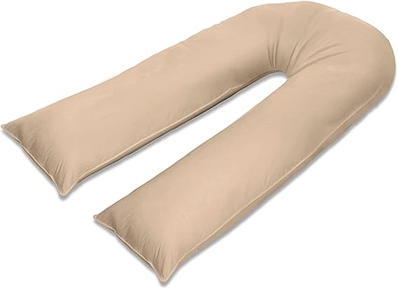 100% Pure Cotton Case 12ft Long Luxurious U-Shaped Pregnant Body Pillows Filled With Hollowfiber – Comfortable Sleeping Maternity Pillows For Back And Belly Support