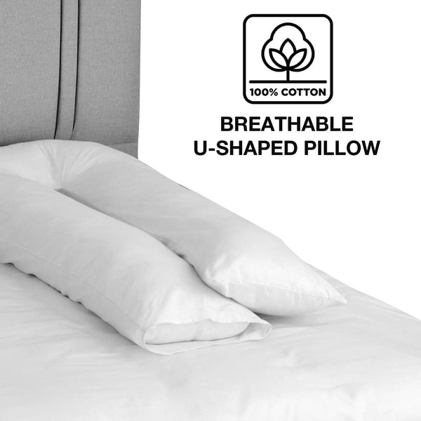 100% Pure Cotton Case 9ft Long Luxurious U-Shaped Pregnant Body Pillows Filled With Hollowfiber – Comfortable Sleeping Maternity Pillows For Back And Belly Support