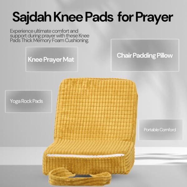 Crescent Textile Knee Pads for Prayer Thick Memory Foam Cushioning for Knee Supportive Soft Kneeling Mat for Prayer, Rock Chair, Yoga Workout Foam prayer pads