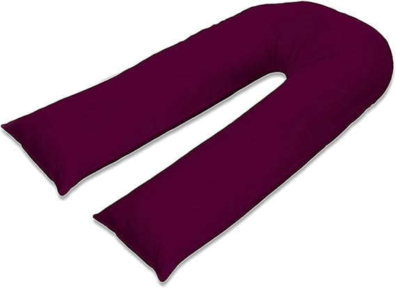 100% Pure Cotton Case 12ft Long Luxurious U-Shaped Pregnant Body Pillows Filled With Hollowfiber – Comfortable Sleeping Maternity Pillows For Back And Belly Support