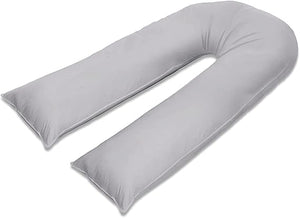 100% Pure Cotton Case 12ft Long Luxurious U-Shaped Pregnant Body Pillows Filled With Hollowfiber – Comfortable Sleeping Maternity Pillows For Back And Belly Support