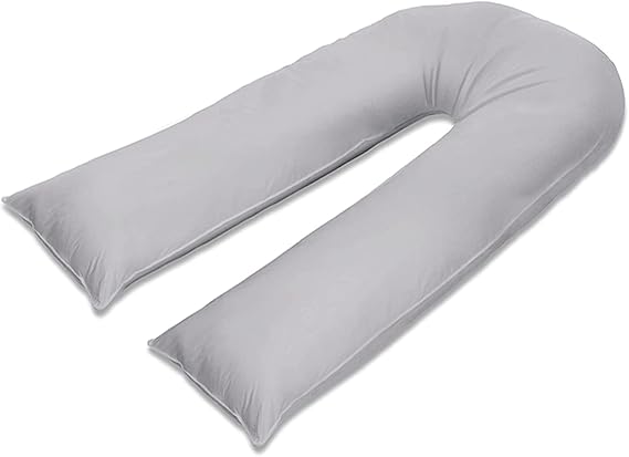 100% Pure Cotton Case 12ft Long Luxurious U-Shaped Pregnant Body Pillows Filled With Hollowfiber – Comfortable Sleeping Maternity Pillows For Back And Belly Support