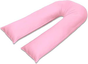 100% Pure Cotton Case 12ft Long Luxurious U-Shaped Pregnant Body Pillows Filled With Hollowfiber – Comfortable Sleeping Maternity Pillows For Back And Belly Support