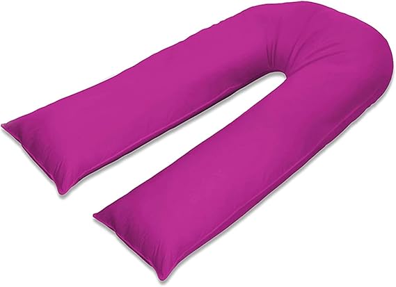 100% Pure Cotton Case 12ft Long Luxurious U-Shaped Pregnant Body Pillows Filled With Hollowfiber – Comfortable Sleeping Maternity Pillows For Back And Belly Support
