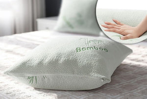 2 Pack Bamboo Bed Pillows – Hollowfiber Filling, Neck Support for Side, Back & Stomach Sleepers – Pain Relief Body Pillows with Removable Washable Covers