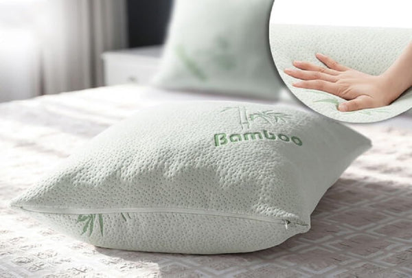 2 Pack Bamboo Bed Pillows – Hollowfiber Filling, Neck Support for Side, Back & Stomach Sleepers – Pain Relief Body Pillows with Removable Washable Covers