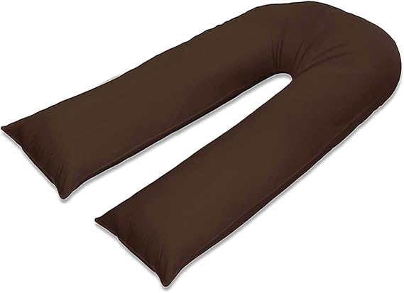 100% Pure Cotton Case 12ft Long Luxurious U-Shaped Pregnant Body Pillows Filled With Hollowfiber – Comfortable Sleeping Maternity Pillows For Back And Belly Support
