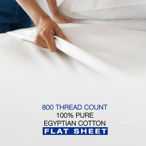 800 Thread Count Super Soft And Luxurious Easy Care 100% Pure Egyptian Cotton Flat Sheet For Hotel Quality Bedding-Breathable Bed Top Sheet