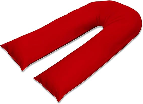 100% Pure Cotton Case 12ft Long Luxurious U-Shaped Pregnant Body Pillows Filled With Hollowfiber – Comfortable Sleeping Maternity Pillows For Back And Belly Support