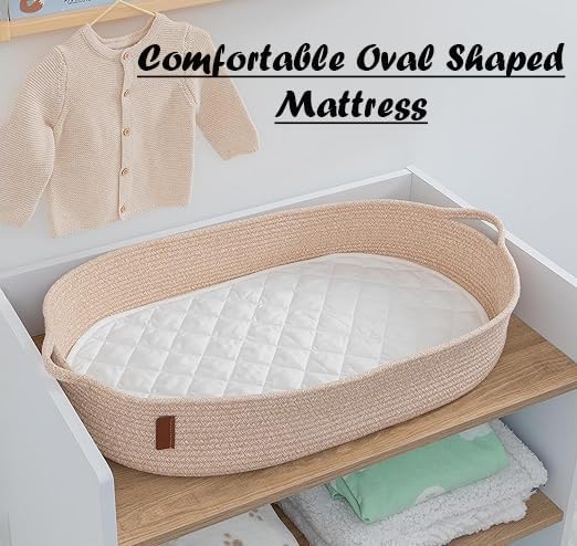 Moses Pram Basket Mattress Extra Thick Super Soft & Nursery Classic Foam Mattress Easy to Fit For Baby Pram Crib Bassinet Baskets Oval Shape Mattress
