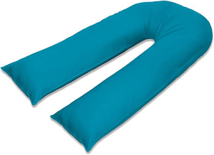 100% Pure Cotton Case 9ft Long Luxurious U-Shaped Pregnant Body Pillows Filled With Hollowfiber – Comfortable Sleeping Maternity Pillows For Back And Belly Support