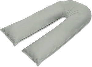 100% Pure Cotton Case 12ft Long Luxurious U-Shaped Pregnant Body Pillows Filled With Hollowfiber – Comfortable Sleeping Maternity Pillows For Back And Belly Support