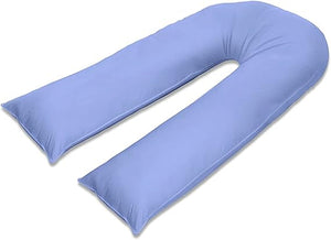 100% Pure Cotton Case 12ft Long Luxurious U-Shaped Pregnant Body Pillows Filled With Hollowfiber – Comfortable Sleeping Maternity Pillows For Back And Belly Support