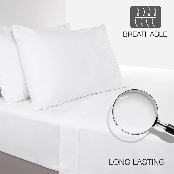 Hotel Quality 180 Thread Count Cotton Percale Flat Sheet – Soft, Easy Care & Easy Iron Plain Dyed Bedding