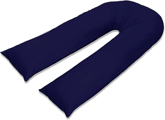 100% Pure Cotton Case 12ft Long Luxurious U-Shaped Pregnant Body Pillows Filled With Hollowfiber – Comfortable Sleeping Maternity Pillows For Back And Belly Support