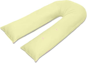 100% Pure Cotton Case 12ft Long Luxurious U-Shaped Pregnant Body Pillows Filled With Hollowfiber – Comfortable Sleeping Maternity Pillows For Back And Belly Support