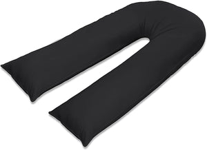 100% Pure Cotton Case 12ft Long Luxurious U-Shaped Pregnant Body Pillows Filled With Hollowfiber – Comfortable Sleeping Maternity Pillows For Back And Belly Support