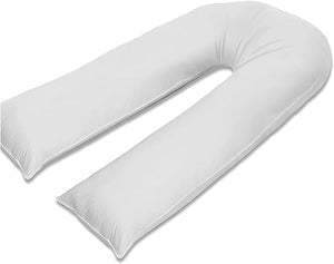 100% Pure Cotton Case 12ft Long Luxurious U-Shaped Pregnant Body Pillows Filled With Hollowfiber – Comfortable Sleeping Maternity Pillows For Back And Belly Support