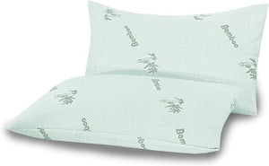 2 Pack Bamboo Bed Pillows – Hollowfiber Filling, Neck Support for Side, Back & Stomach Sleepers – Pain Relief Body Pillows with Removable Washable Covers