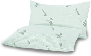 2 Pack Bamboo Bed Pillows – Hollowfiber Filling, Neck Support for Side, Back & Stomach Sleepers – Pain Relief Body Pillows with Removable Washable Covers