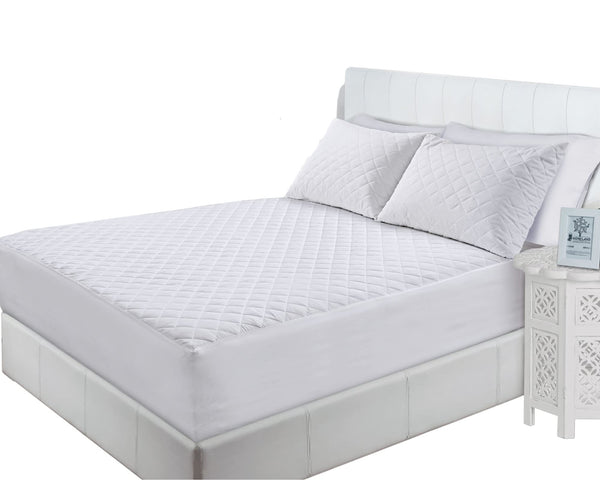 100% Pure Poly-Cotton Quilted Fitted Mattress Protector, Noise-Free Bedding Stretches Up to 30 cm/11 Inches Deep - Mattress Topper