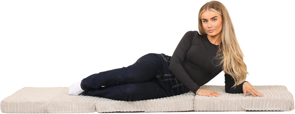 Crescent Textile Z Bed Futon Mattress Foldable Kids chair & Great for Sleepover Bed, Adult Footstool Pouffe for Bedroom, Living Room, Playroom Soft & Comfy Futon Set DOUBLE