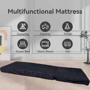 Crescent Textile Z Bed Futon Mattress Foldable Kids chair & Great for Sleepover Bed, Adult Footstool Pouffe for Bedroom, Living Room, Playroom Soft & Comfy Futon Set DOUBLE