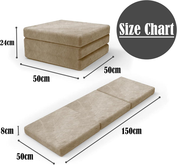 Single Fold Out Z Bed Cube Mattress Kids Footstool & Great for Kids Sleepover Foldable Mattress Bed for Indoor, Outdoor, Bedroom, Playroom Soft & Comfy Futon Set