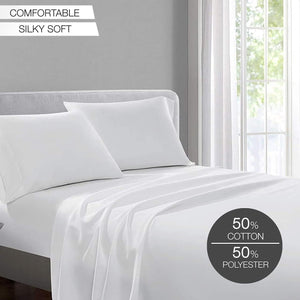 Hotel Quality 180 Thread Count Cotton Percale Flat Sheet – Soft, Easy Care & Easy Iron Plain Dyed Bedding
