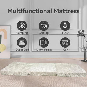 Crescent Textile Z Bed Futon Mattress Foldable Kids chair & Great for Sleepover Bed, Adult Footstool Pouffe for Bedroom, Living Room, Playroom Soft & Comfy Futon Set DOUBLE