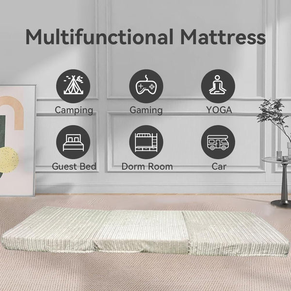 Crescent Textile Z Bed Futon Mattress Foldable Kids chair & Great for Sleepover Bed, Adult Footstool Pouffe for Bedroom, Living Room, Playroom Soft & Comfy Futon Set DOUBLE