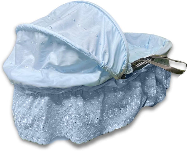 Broderie Anglaise Designer Spare Replacement Moses Basket Dressing Cover Bedding Set & Adjustable Hood, Padded Liner, Body Surround Basket Cover Only