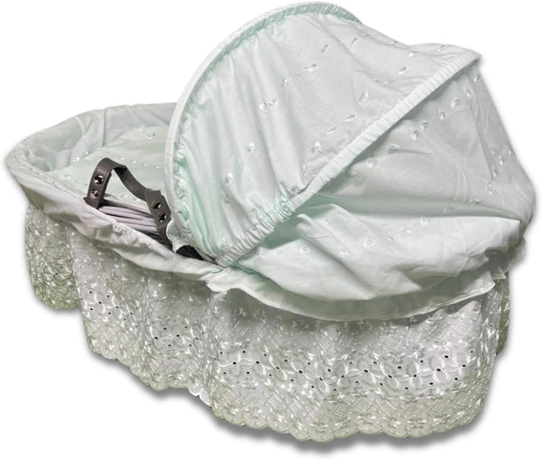 Broderie Anglaise Designer Spare Replacement Moses Basket Dressing Cover Bedding Set & Adjustable Hood, Padded Liner, Body Surround Basket Cover Only
