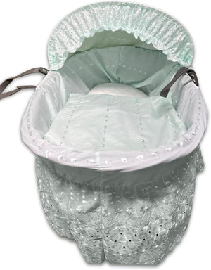 Broderie Anglaise Designer Spare Replacement Moses Basket Dressing Cover Bedding Set & Adjustable Hood, Padded Liner, Body Surround Basket Cover Only