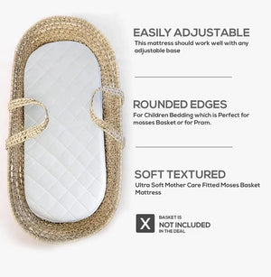 Moses Pram Basket Mattress Extra Thick Super Soft & Nursery Classic Foam Mattress Easy to Fit For Baby Pram Crib Bassinet Baskets Oval Shape Mattress
