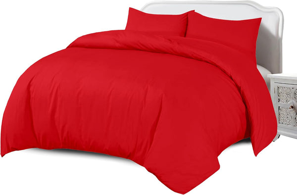 Percale Quilt Cover Set with Pillowcase - Plain Cotton Duvet Bedding for All Season