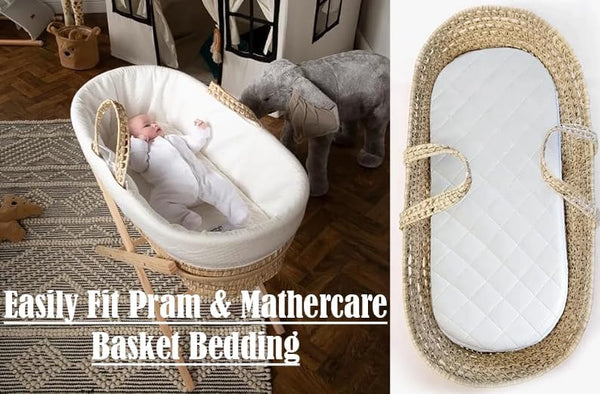 Moses Pram Basket Mattress Extra Thick Super Soft & Nursery Classic Foam Mattress Easy to Fit For Baby Pram Crib Bassinet Baskets Oval Shape Mattress
