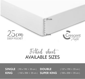 Luxury Egyptian Cotton Fitted Sheet – 200 Thread Count, 25cm Deep Pocket, Soft & Comfortable Bed Sheet