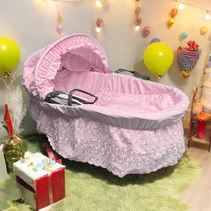 Broderie Anglaise Designer Spare Replacement Moses Basket Dressing Cover Bedding Set & Adjustable Hood, Padded Liner, Body Surround Basket Cover Only