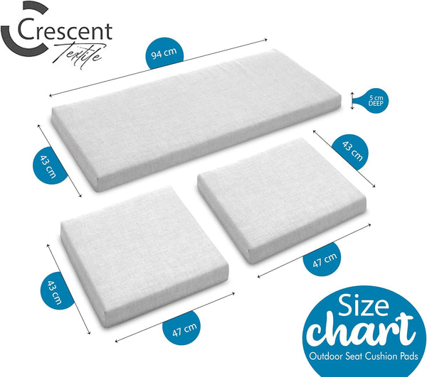 Crescent Textile Waterproof Outdoor Cushions for Patio Rattan Furniture 3 Pieces Set Seat Pads Cushion For Garden Rattan Sofa Furniture Comfy Cushions | Lightweight and Durable